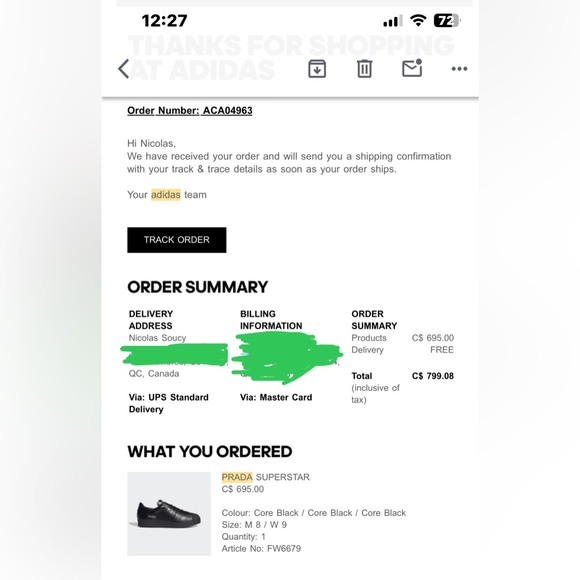 (UNISEX) ADIDAS PRADA X SUPERSTAR BLACK CORE (NEW) US 8 MEN / 9.5 W - Picture 12 of 12